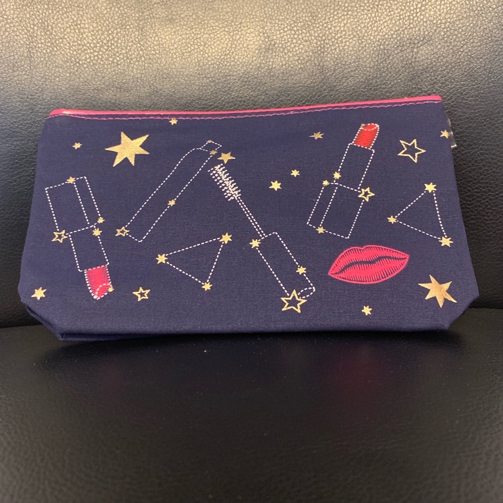 💄🌟3/$15 Estee Lauder Navy Blue Pink Cosmetic Bag - Picture 4 of 5